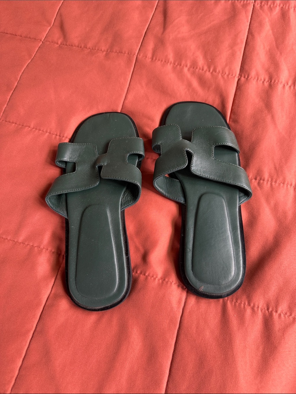 Women’s Dark Green Slide Sandals - Casual Slip-On Comfort